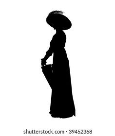 Female Victorian Art Illustration Silhouette On A White Background