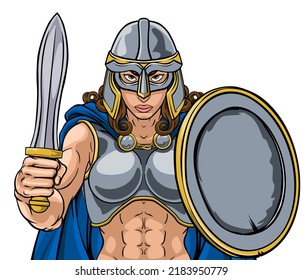 A Female Viking, Trojan Spartan Or Celtic Warrior Woman Gladiator Knight Sports Team Mascot