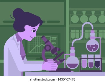 A female woman scientist working in a scientific laboratory with microscope and other science lab equipment
 - Powered by Shutterstock