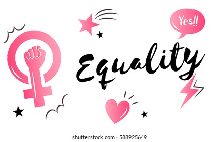 Girl Power Equality Feminist Womens Right Stock Illustration 549453415