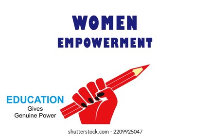 Feminism. Female International Movement, Women Empowerment Illustration. Education Can Give Real Power. Poster, Flyer And Banner Design.