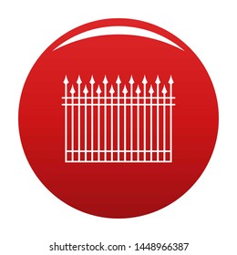 Fence With Metal Rod Icon. Simple Illustration Of Fence With Metal Rod Icon For Any Design Red