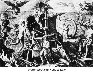 Ferdinand Magellan On His Ship