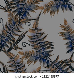 Fern seamless pattern  Watercolor background 