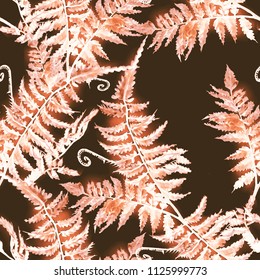 Fern seamless pattern  Watercolor background 