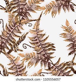 Fern seamless pattern  Watercolor illustration 