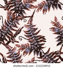 Fern seamless pattern  Watercolor illustration 