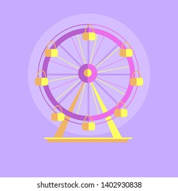Ferris wheel amusement park poster and main recreational structure for kids   adults headline attraction isolated raster illustration