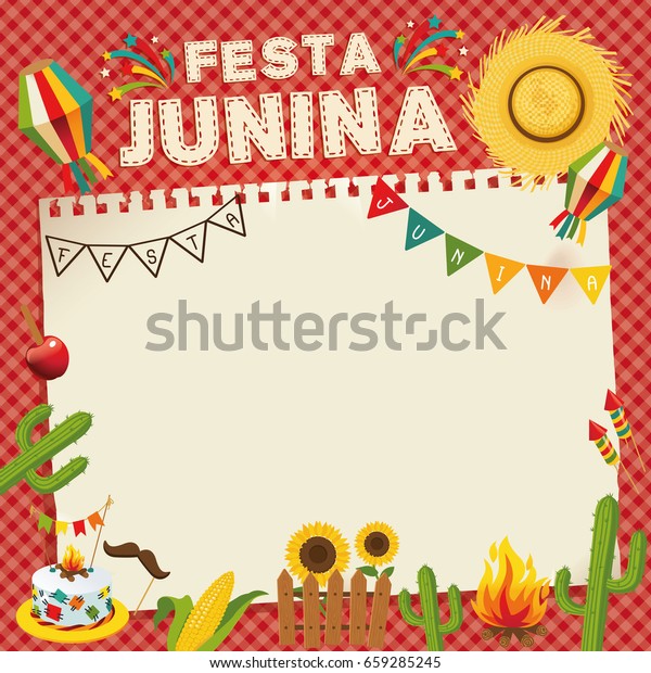 フェスタジュニナ ブラジル6月祭り レトロな民話のポスターホリデー