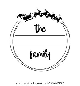 Festival Family Monogram Christmas Wreath with Reindeer, Custom Family Frame - Powered by Shutterstock