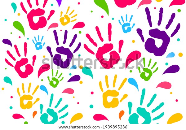 Festival of Holi- colorful\
handprints