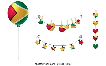 Festival set in colors of national flag. Clip art on white background. Guyana - Powered by Shutterstock