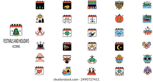 Festivals and Holidays simple concept 30 icons set.Vector illustration. - Powered by Shutterstock