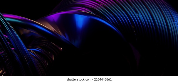 Festive Abstract Design Neon Irridescent PurpleBlue Background 3D Illustration