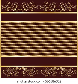 Festive Background Burgundy Gold Vintage Retro Card Art   Bitmap Image