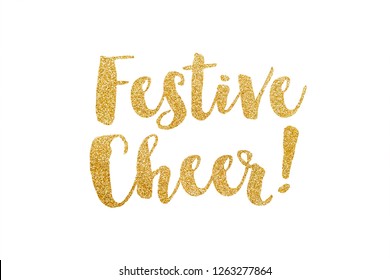 Festive Cheer Gold Glitter Sparkle Lettering Stock Illustration ...