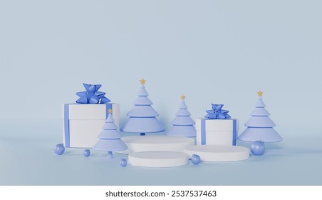 A festive Christmas table setting with wrapped gifts, adorned with ribbons and bows, creates a joyful holiday atmosphere - Powered by Shutterstock