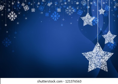 Festive Dark Blue Christmas Background With Stars