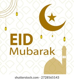 Festive eid mubarak design featuring traditional islamic imagery set against a modern geometric backdrop perfect for holiday greetings