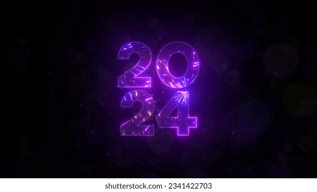 Festive fireworks show, firecrackers in the night sky. Happy celebration, joy and fun atmosphere. New Year's Eve 2024. Creative Christmas background. 3d rendering - Powered by Shutterstock