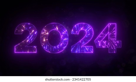 Festive fireworks show, firecrackers in the night sky. Happy celebration, joy and fun atmosphere. New Year's Eve 2024. Creative Christmas background. 3d rendering - Powered by Shutterstock