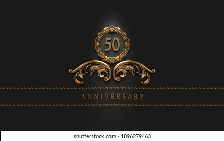 festive golden glossy vintage style 50 th anniversary template background for invitation cards - 3D rendering - Powered by Shutterstock