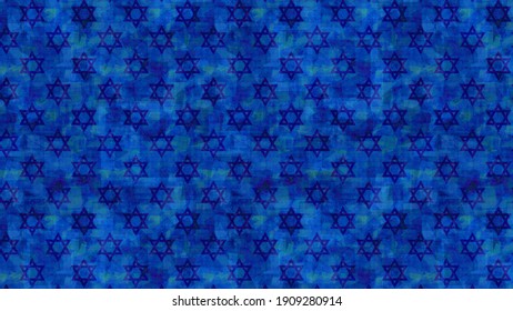 Festive and magical religious illustration with a dark blue background and a print of Magen David - the symbol of Judaism, in honor of the 13th birthday ceremony of a Jewish son 