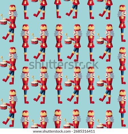 Festive Nutcrackers in profile seamless digital pattern