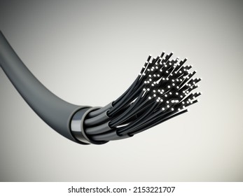 Fiber Optic Cable Isolated On Gray Background. 3D Illustration.