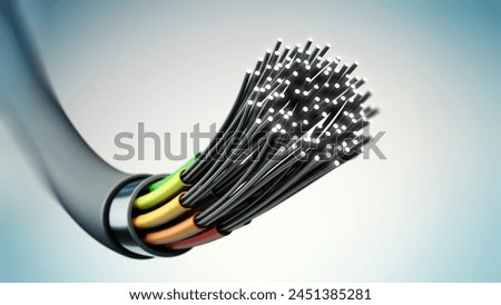 Fiber optic cable isolated on gray background. 3D illustration.