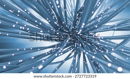 Fiber optic network cables transmit continuous data flow through bundled connections used in high-speed communication systems.