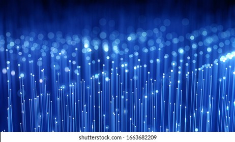Fibre Optic Terminations. Distribution of the Light Signal. Technology Concept. 3D Rendering. Blur With DOF.
