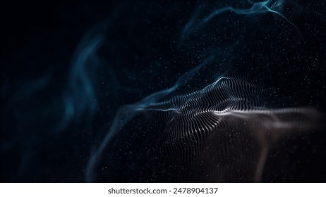A fictional network of abstract digital particles 3d illustration