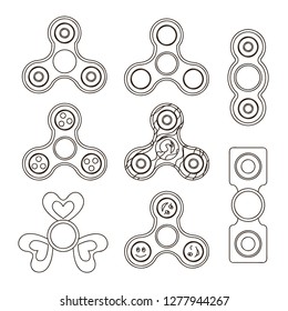 Fidget finger spinner set. Isolated   sign symbol. Hand spinner.