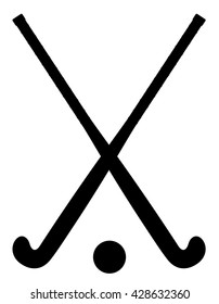 field hockey equipment black outline silhouette illustration isolated on white background
