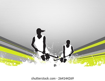 Field Hockey Sport Invitation Poster Or Flyer Background With Empty Space