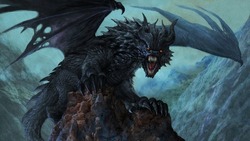 Fierce Fantasy Black Dragon - Digital Illustration
