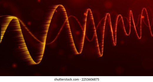 The fiery background of the digital equalizer is in motion. Sound wave background. High quality illustration