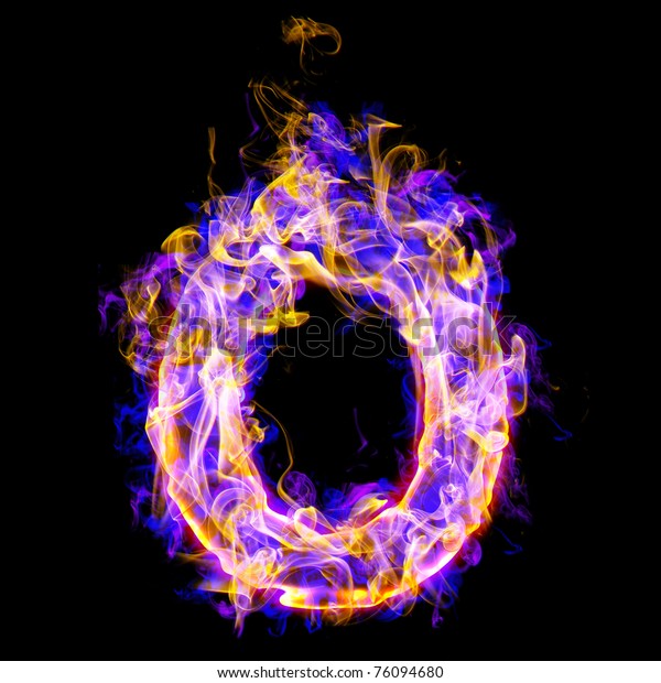 Fiery Font Rose Blue Letter O Stock Illustration