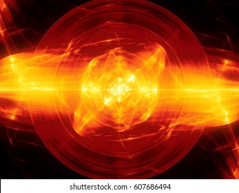 Fiery glowing fusion in space, plasma force field, computer generated abstract background, 3D rendering