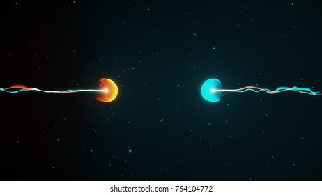 The Fiery And Icy Particles Collide In Space 3d Illustration