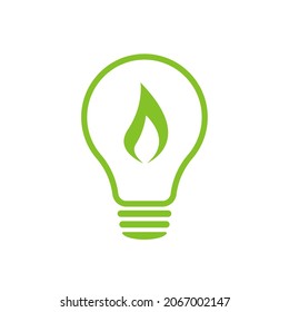 Fiery Light Bulb. Green Energy. Illustration.