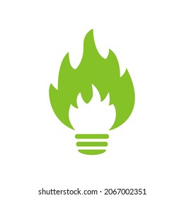 Fiery Light Bulb. Green Energy. Illustration.