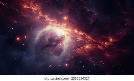 Fiery Nebula Cosmic Cloudscape Stellar Dust and Stars