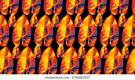 Fiery Orange Leaf Texture Repeat Pattern