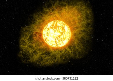  fiery planet. hot planet.  . Sun in space . The Sun from space showing all they beauty. Extremely. fiery planet. hot planet.  illustration - Shutterstock ID 580931122