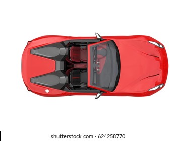 Fiery Red Fast Race Car - Top Down View - 3D Render