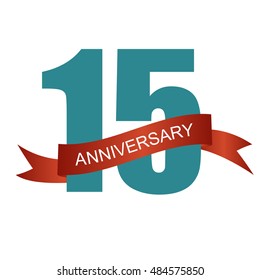 Fifteen 15 Years Anniversary Label Sign Stock Vector (Royalty Free ...