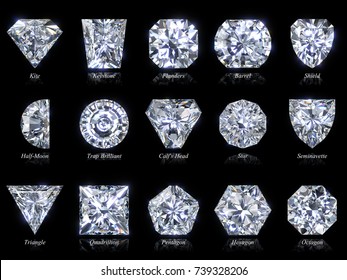 Set Variously Shaped Realistic Diamonds Raster Stock Illustration 122303296