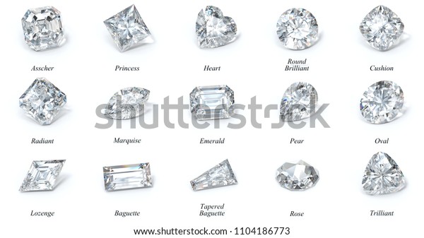 Fifteen Popular Diamond Cut Styles Names Stock Illustration 1104186773